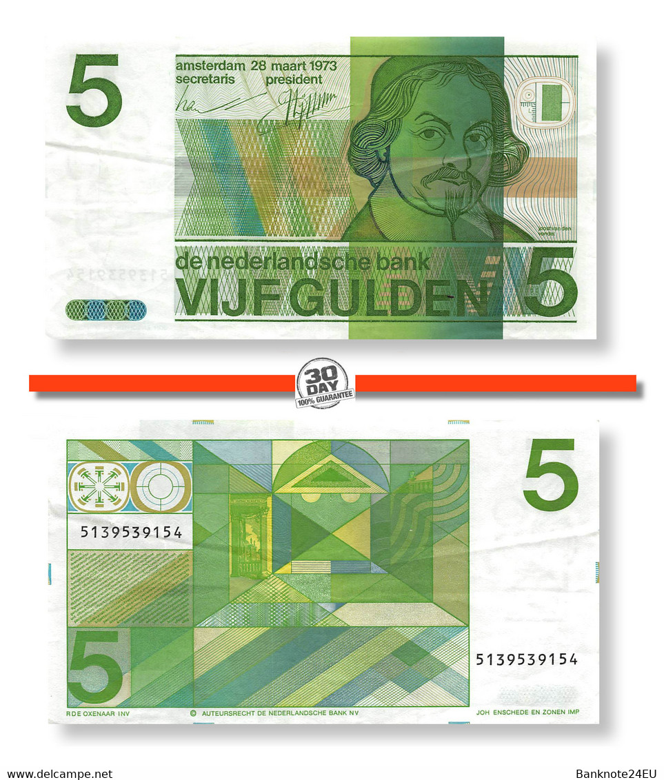 Netherlands 5 Gulden 1973 Vondel Vf Pn 95a - 5 Gulden