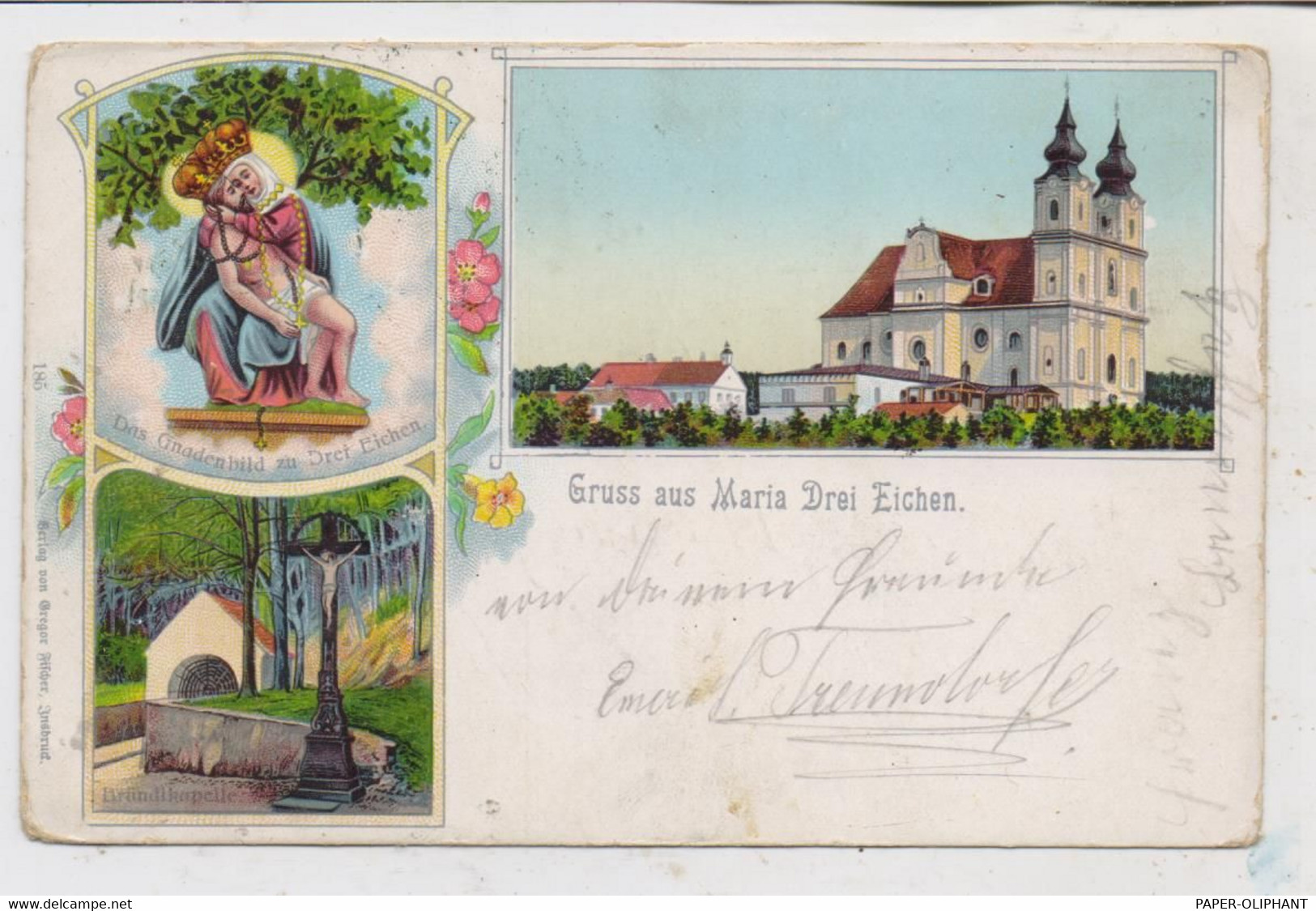 A 3573 ROSENBURG-MOLD - MARIA DREIEICHEN, Lithographie, Wallfahrtskirche, Bründlkapelle, Gnadenbild, 1904 - Rosenburg