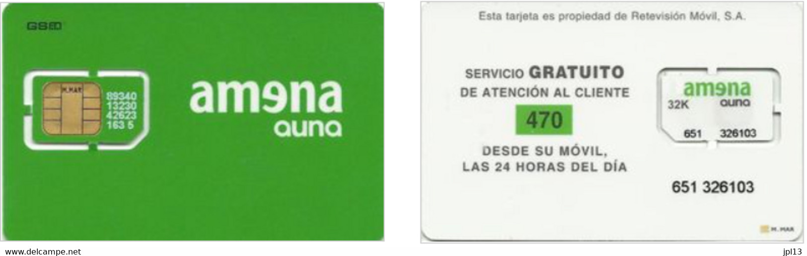 Carte SIM - Espagne - Amena Auna, Série 89340 12330 - Amena - Retevision