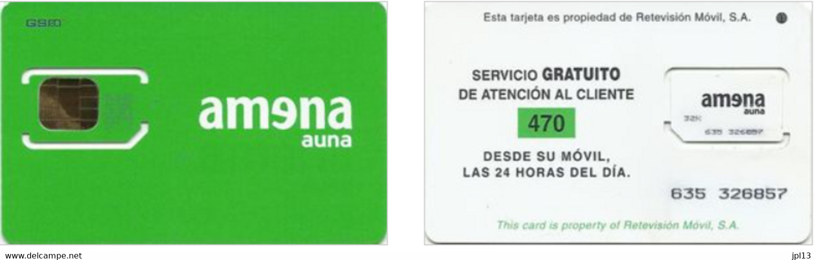 Carte SIM - Espagne - Amena Auna, Série 89340 13050 - Amena - Retevision