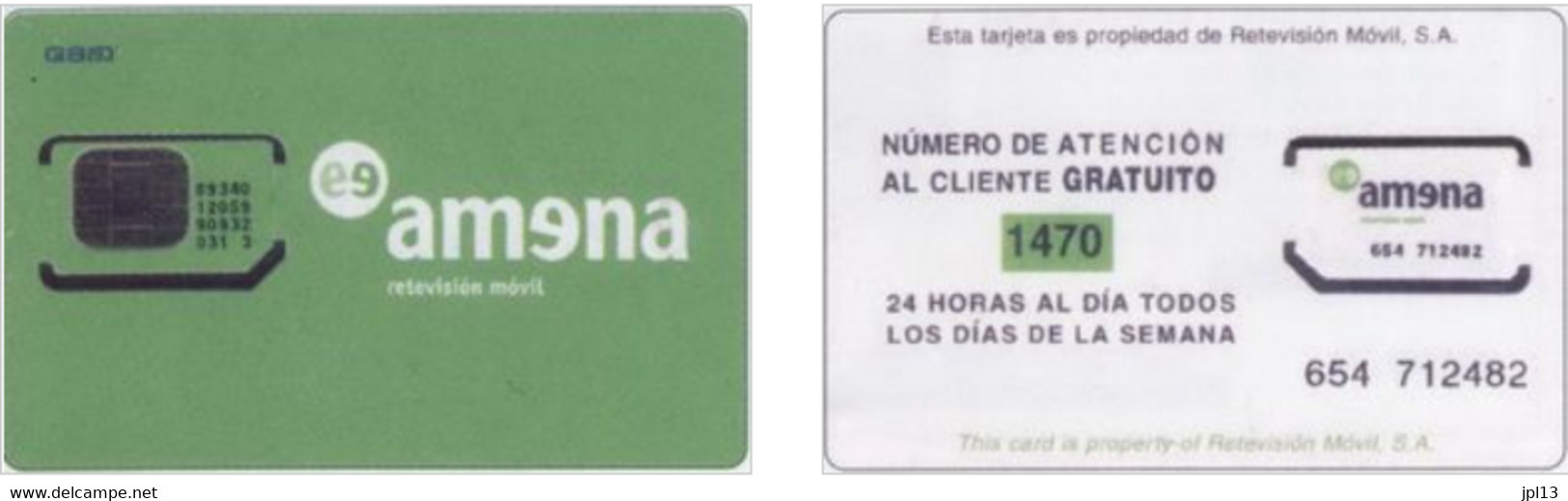 Carte SIM - Espagne - Amena Retevision Movil, Série 89340 14060, N° Noirs - Amena - Retevision