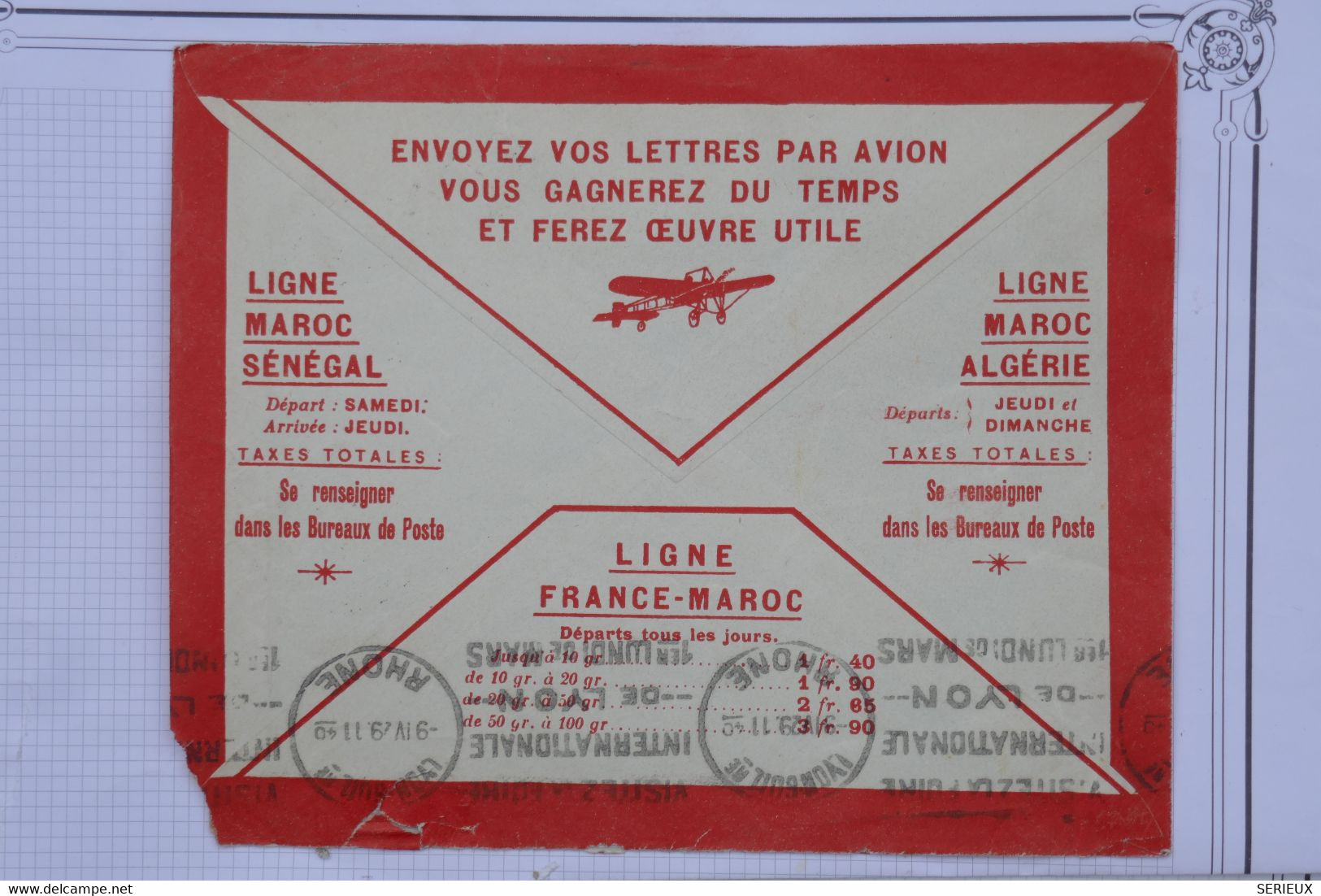 AO 12 MAROC  BELLE LETTRE 1929 CASABLANCA  POUR  LYON FRANCE  + BLOC DE 4 TP +++ AFFRANC. PLAISANT - Luftpost