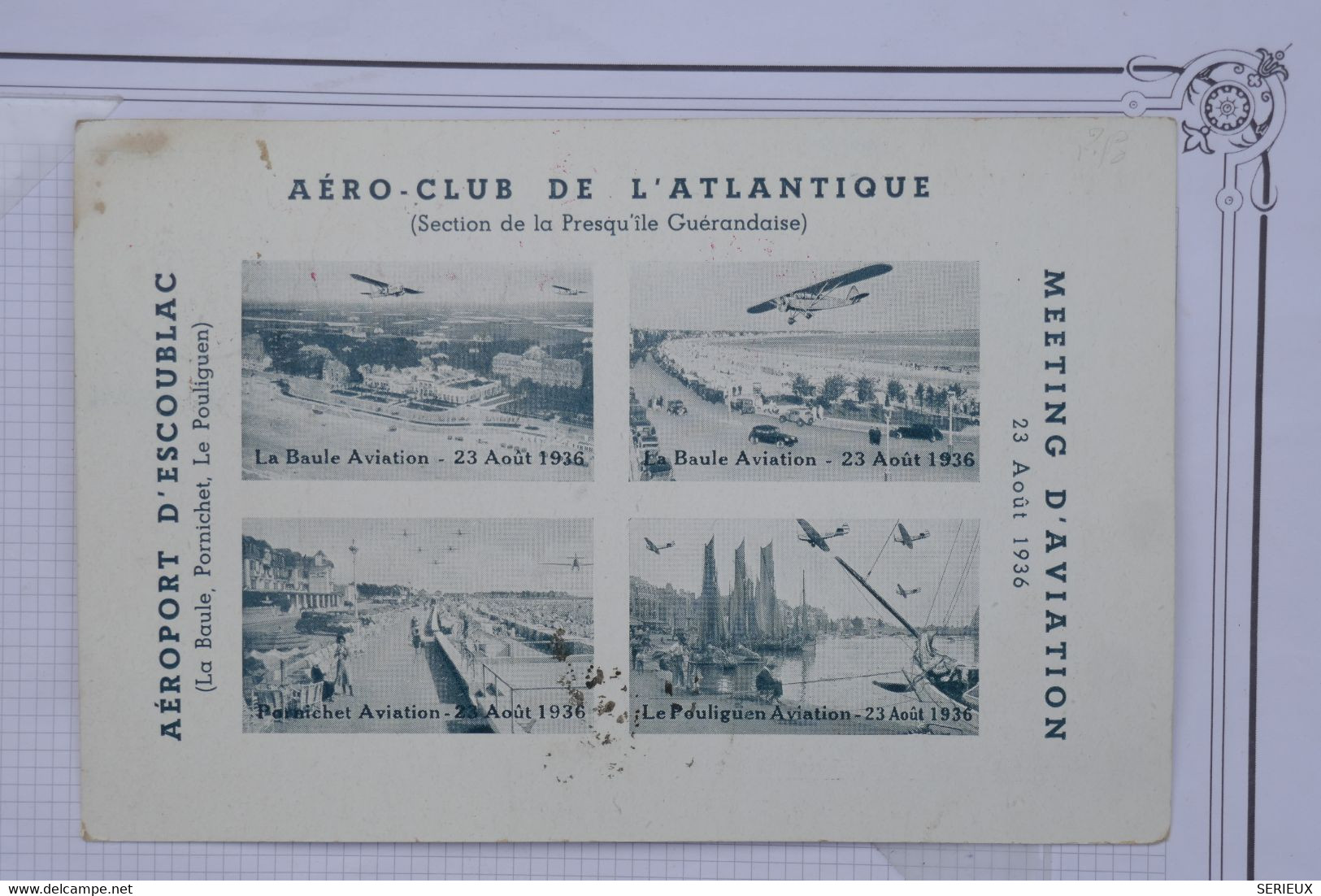 AO 14 FRANCE BELLE  CARTE 1936 MEETING D AVIATION  LA BAULE  POUR NICE VAR +++ AFFRANC. PLAISANT - 1960-.... Cartas & Documentos