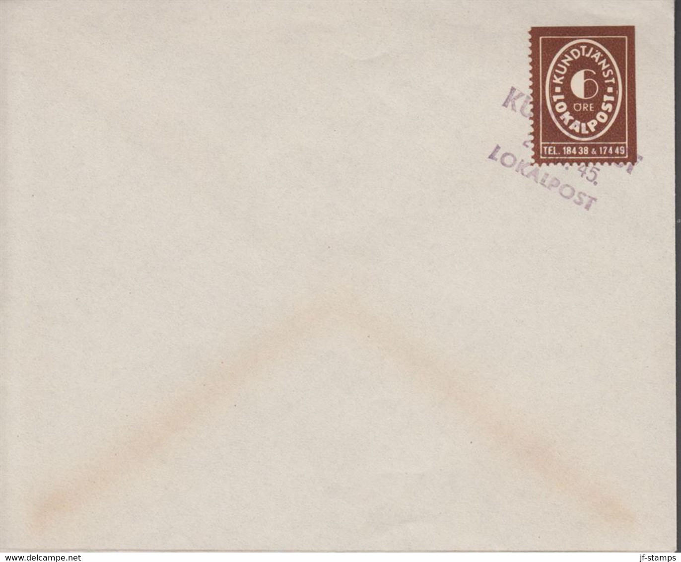 1945. SVERIGE. HELSINGBORG. KUNDTJÄNST. 6 ÖRE On FDC Cancelled Day Of Issue KUNDTJÄNST 2 JAN 1945. Unusual... - JF520083 - Emisiones Locales