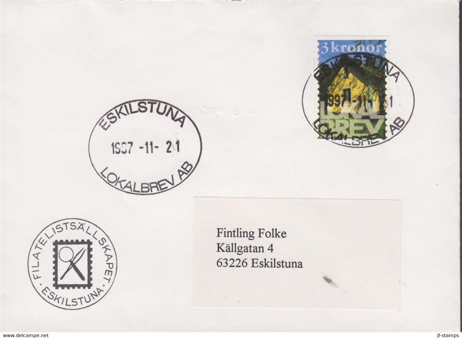1997. SVERIGE. ESKILSTUNA LOKALBREV AB. 3 Kronor On Cover Cancelled ESKILSTUNA LOKALBREV AB 1997-11-21. Un... - JF520090 - Local Post Stamps