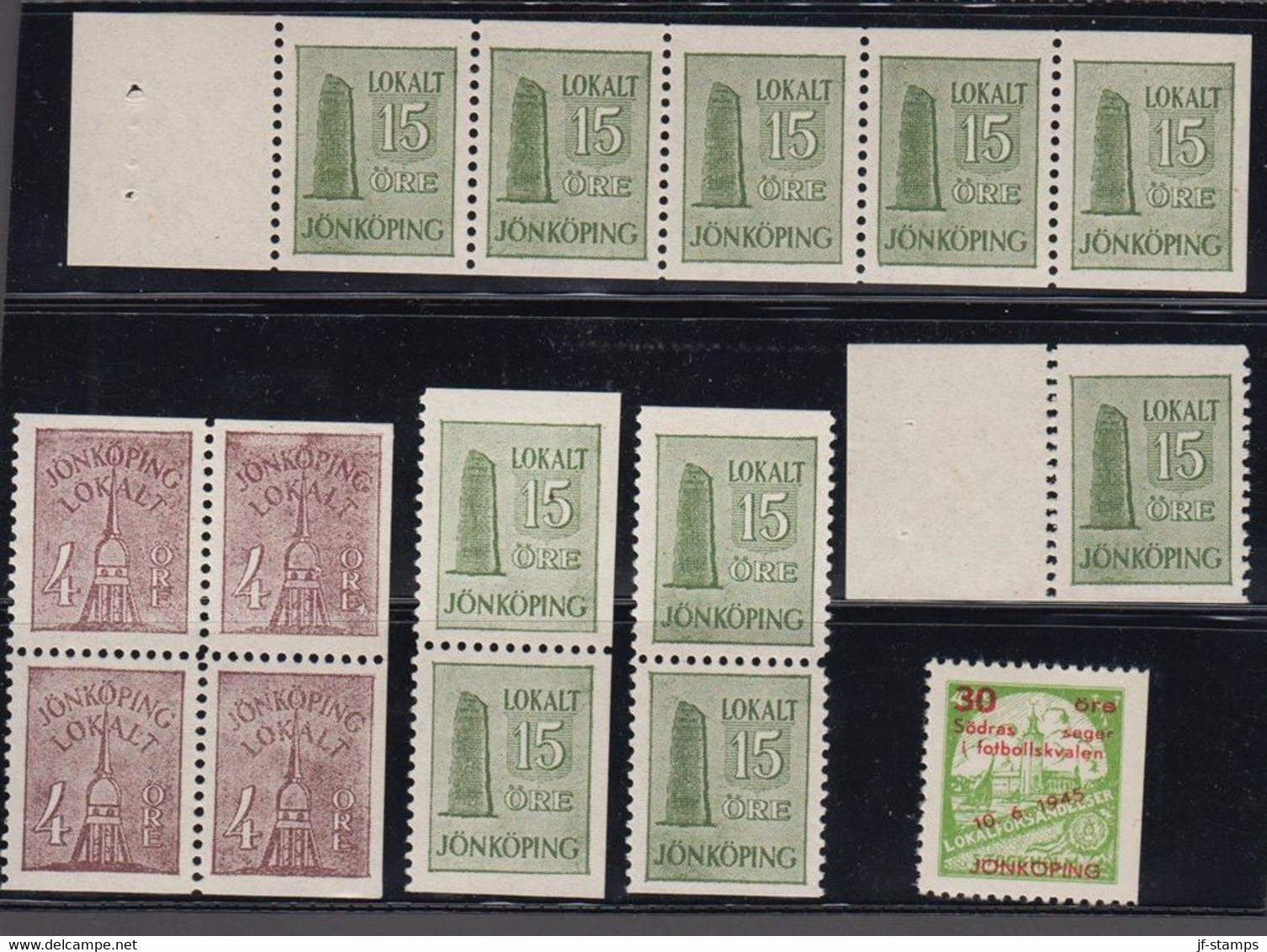 1945. SVERIGE. JÖNKÖPING LOKALT. Selection Of 15 Seals Both Hinged And Never Hinged. Including The Overpri... - JF520096 - Emisiones Locales