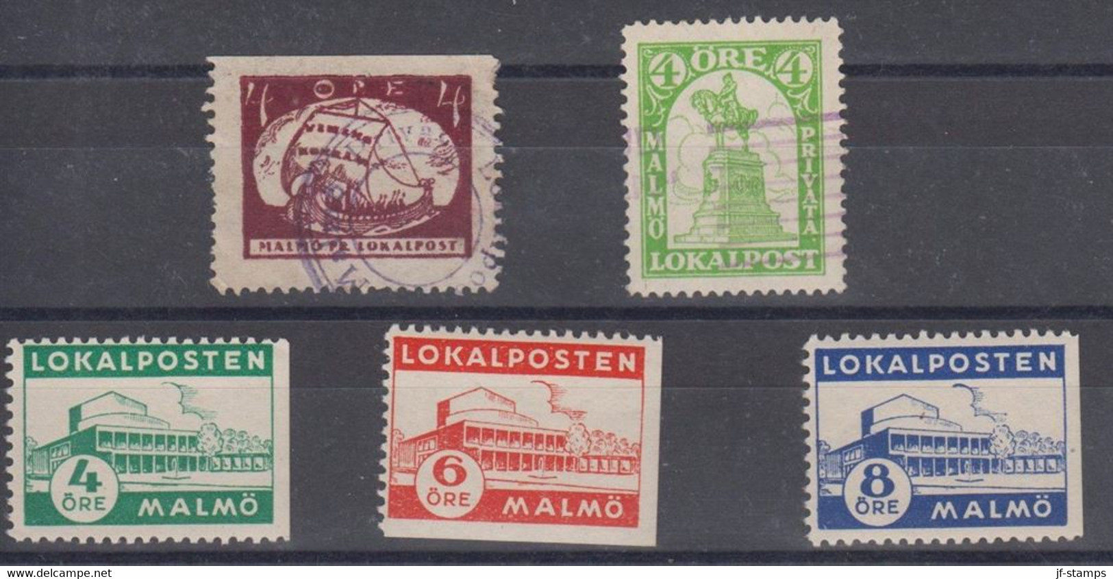 1926-1945. SVERIGE. MALMÖ LOKALPOST 2 Cancelled Stamps And LOKALPOSTEN MALMÖ 3 Never Hinged Stamps.  - JF520097 - Emissioni Locali