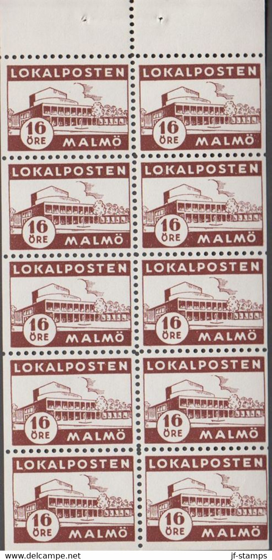 1945. SVERIGE. LOKALPOSTEN MALMÖ 16 ÖRE In Booklet Pane With 10 Stamps Never Hinged Stamps.  - JF520098 - Emissions Locales