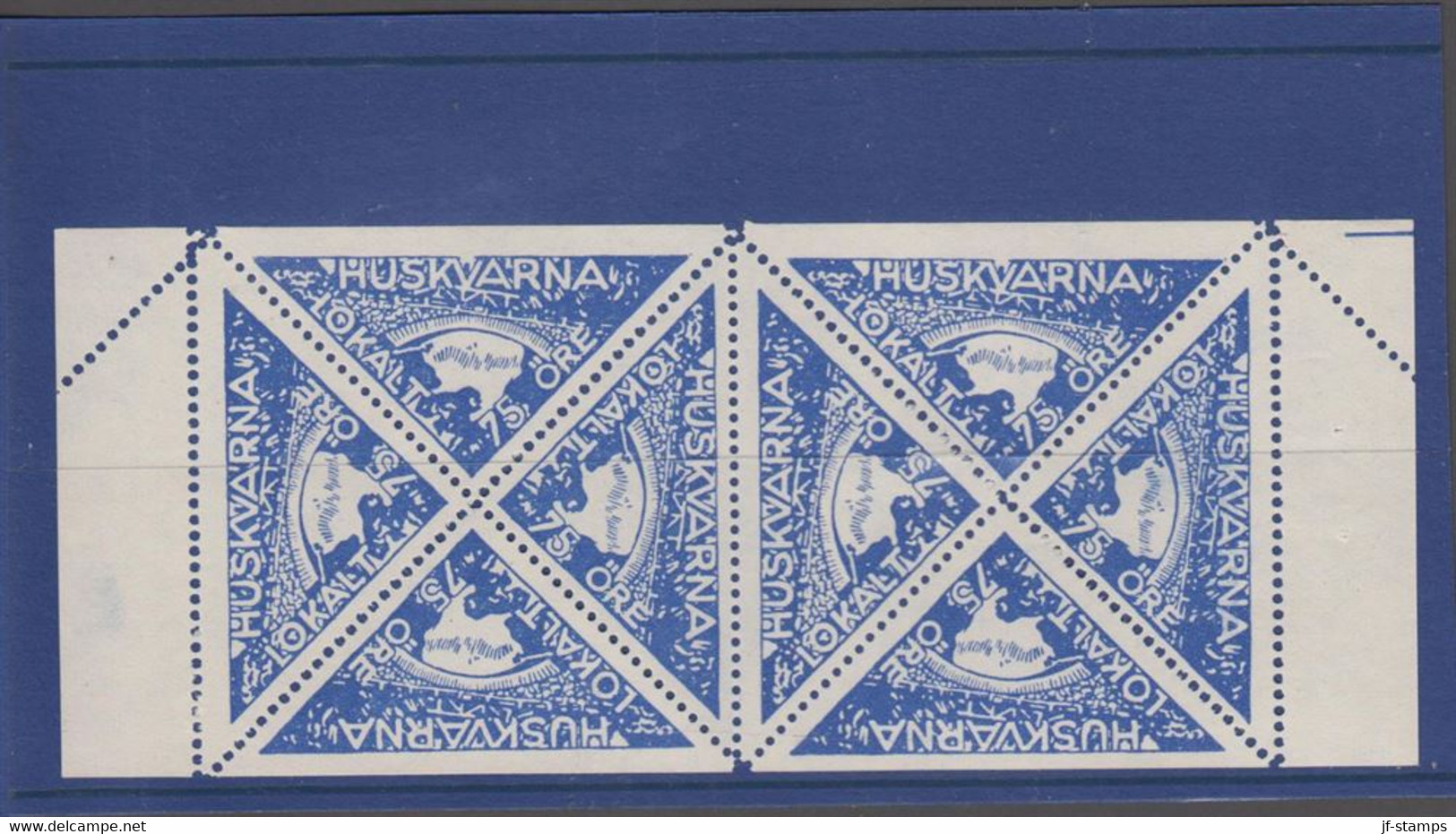 1945. SVERIGE. HUSKVARNA LOKALT 75 ÖRE In Booklet Pane With 8 Stamps Never Hinged Stamps. Unusual.  - JF520099 - Local Post Stamps