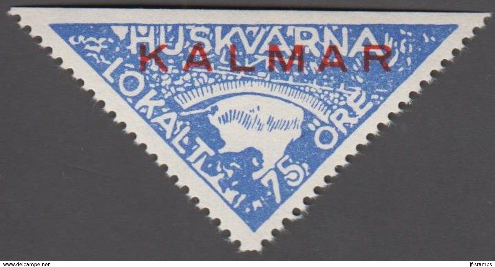 1945. SVERIGE.  KALMAR LOKALPOST 75 ÖRE HUSKVARNA Overprinted KALMAR. Never Hinged. Unusual Stamp.  - JF520107 - Emissioni Locali