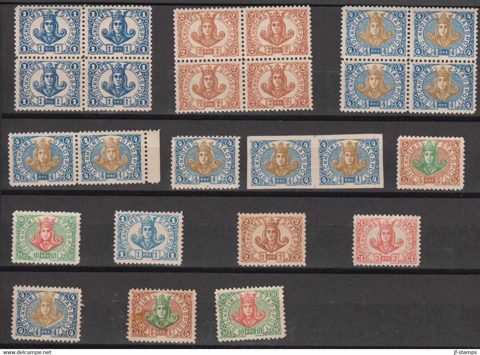 1887-1889. SVERIGE.  STOCKHOLMS STADSPOST Seection With 25 Stamps Mainly Never Hinged Including The Imperf... - JF520111 - Emissions Locales