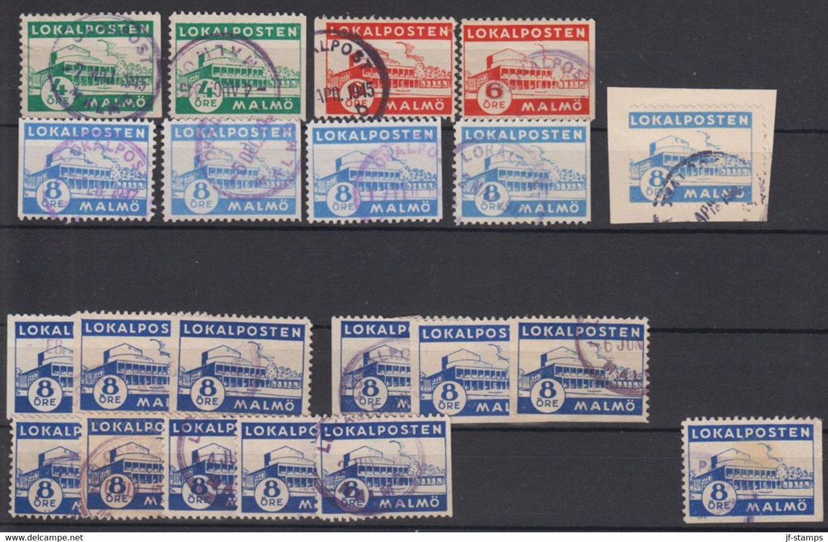 1945. SVERIGE. LOKALPOSTEN MALMÖ 21 Stamps All Cancelled.  - JF520114 - Local Post Stamps