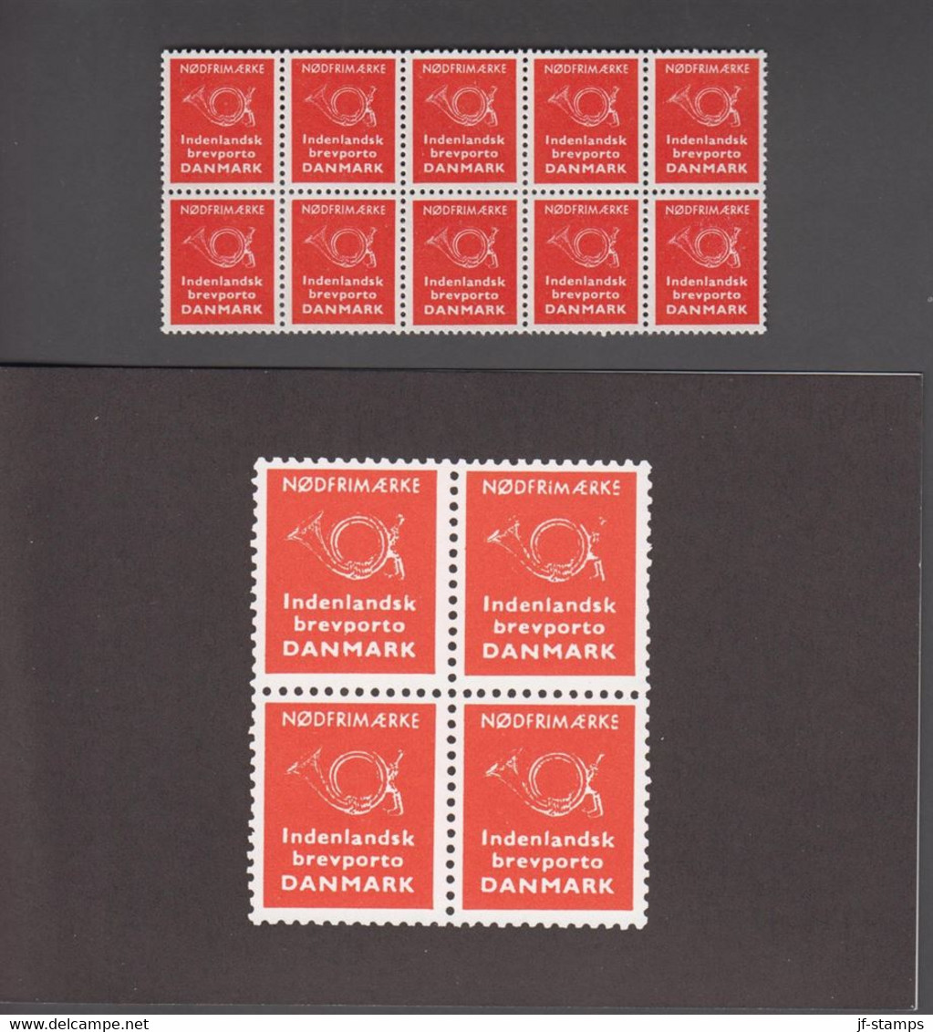 1963. DANMARK NØDFRIMÆRKE. Indenlandsk Brevporto DANMARK. 10-block. And The Original Folder.  - JF520287 - Proeven & Herdrukken