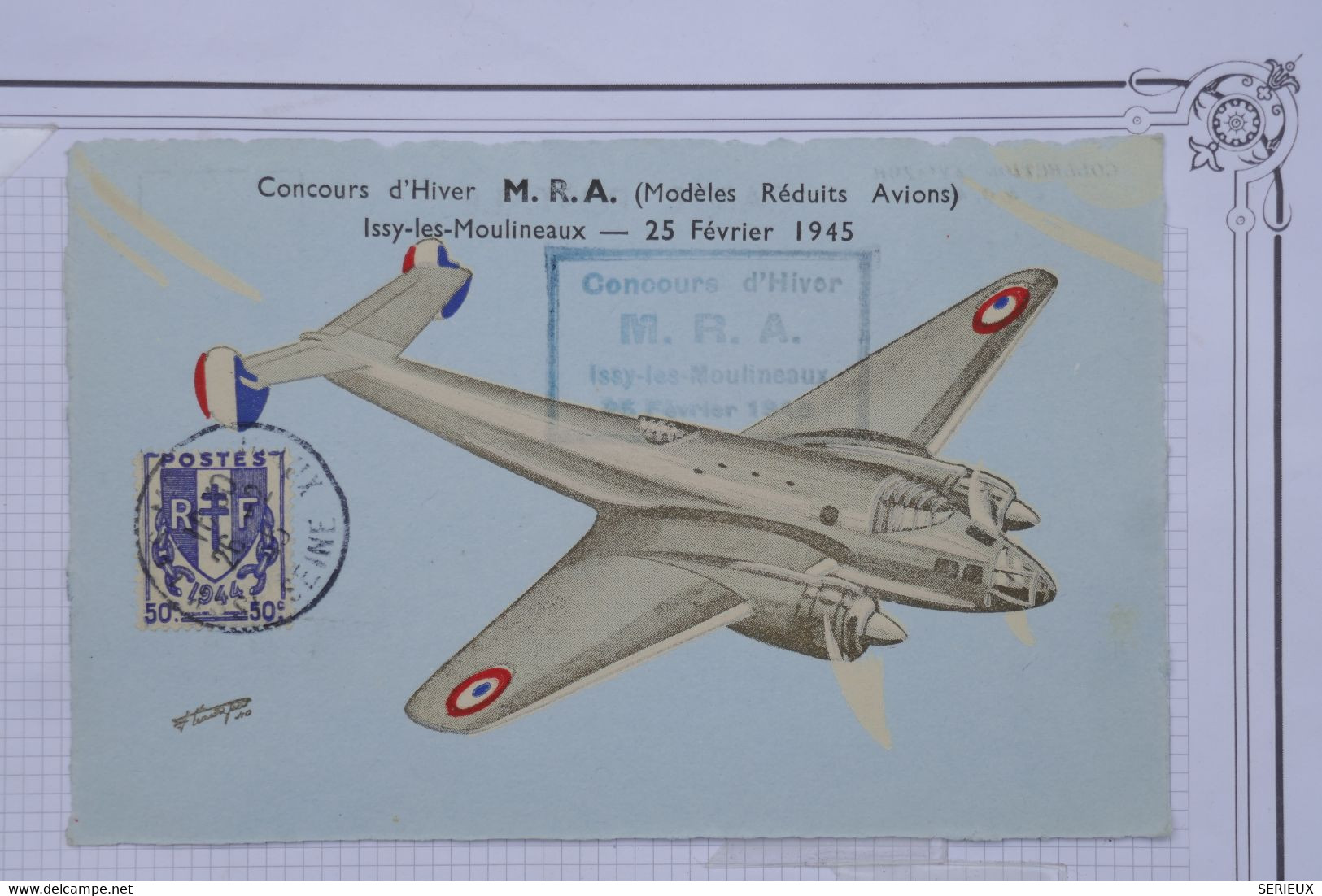 AO 14 FRANCE BELLE  CARTE 1945  CONCOURS D HIVER M.R.A  + AFFRANC. PLAISANT - 1960-.... Briefe & Dokumente