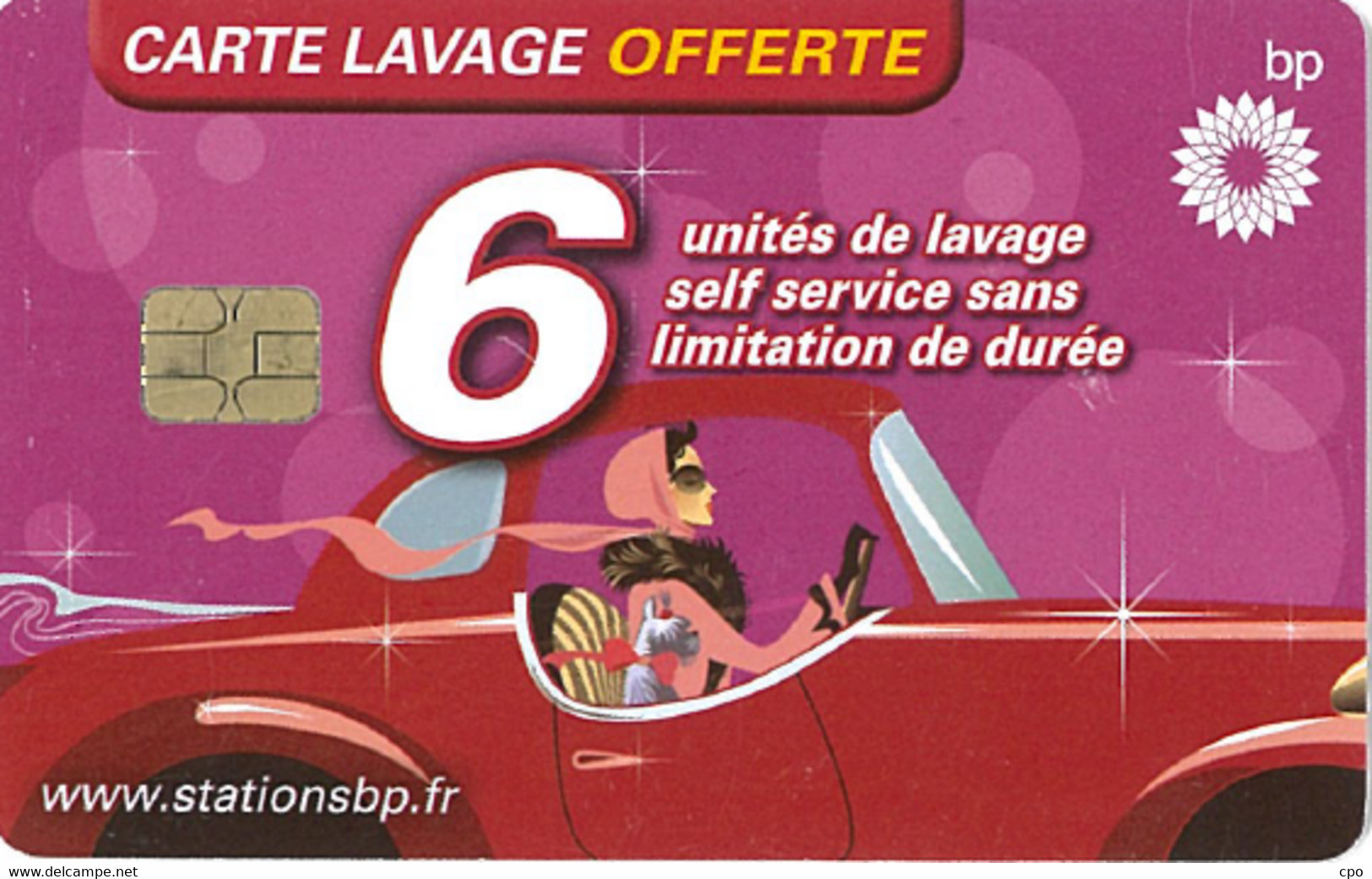 # Carte A Puce Portemonnaie  Lavage BP - Conductrice - Rouge - 6u - Tres Bon Etat - - Lavage Auto