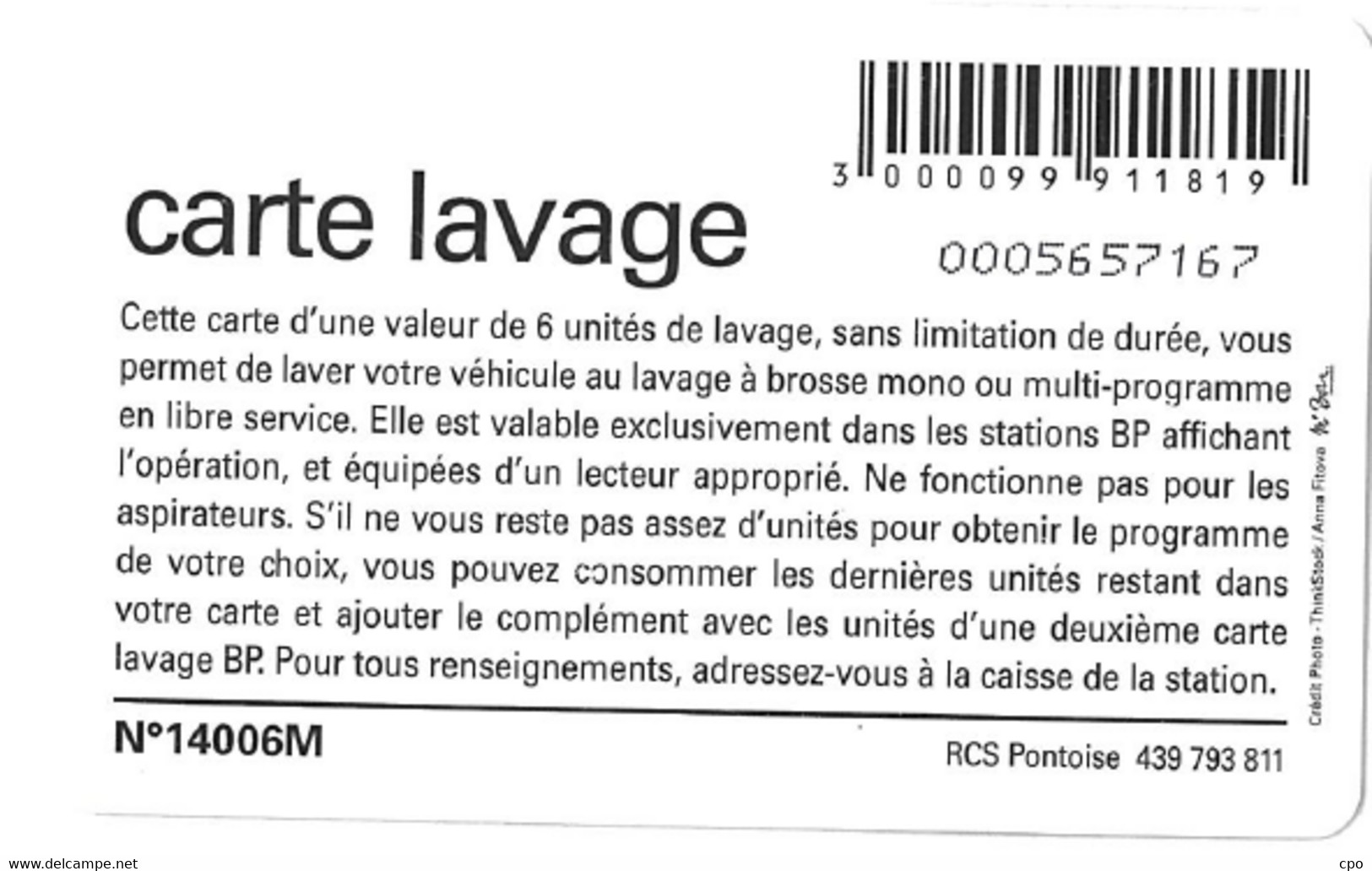 # Carte A Puce Portemonnaie  Lavage BP - Conductrice - Rouge - 6u - Tres Bon Etat - - Autowäsche