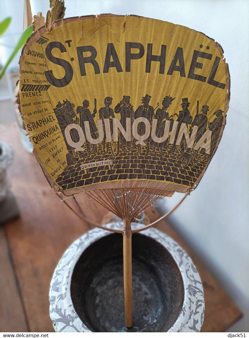 Superbe Et Rare Eventail Champagne De La Jarretière / St RAPHAËL QUINQUINA - Recto - Verso / 1900 - Alcools