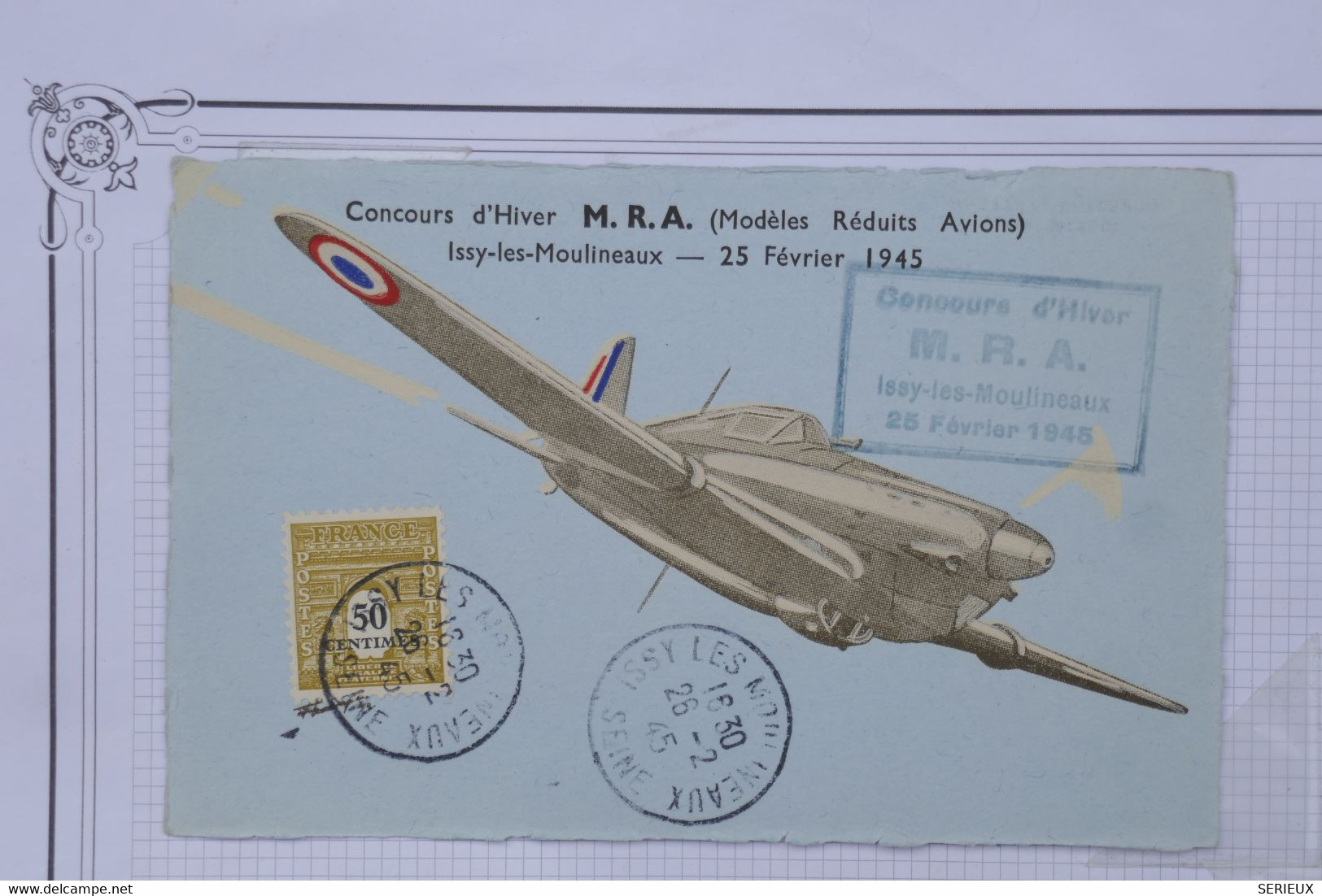 AO 14 FRANCE BELLE  CARTE 1945  CONCOURS D HIVER M.R.A  + AFFRANC. PLAISANT - 1960-.... Brieven & Documenten