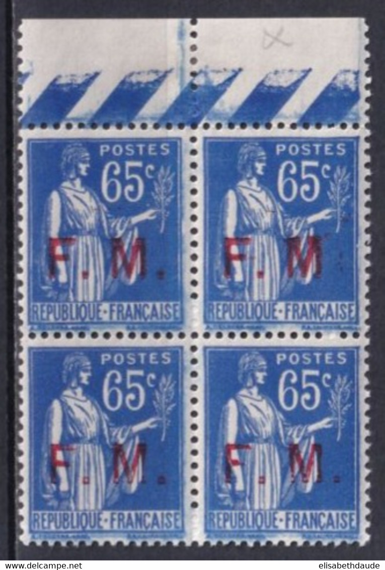 1937 - FRANCHISE MILITAIRE - YVERT N°8 BLOC De 4 Dont 8a (VARIETE SANS POINT APRES "M") ! ** MNH - - Ungebraucht