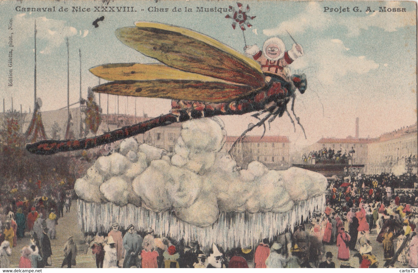 Fêtes - Carnaval N° 38 - Nice - Libellule - Oblitération Nice Grenoble 1910 - Carnival