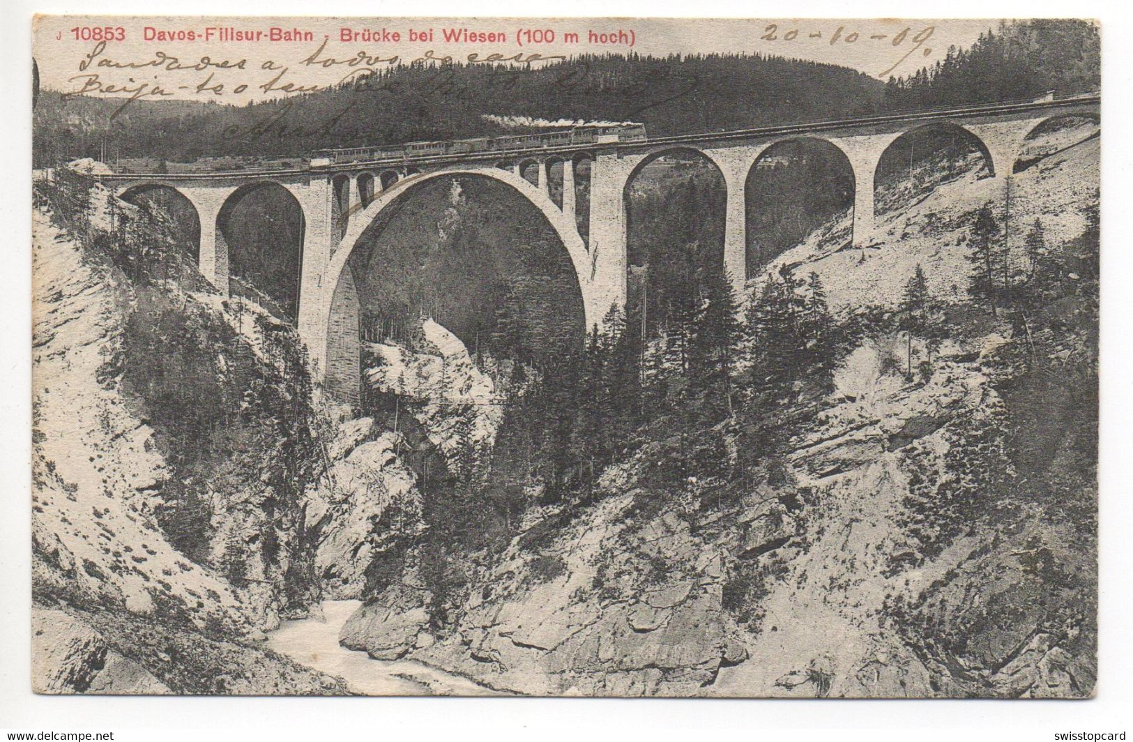 DAVOS-FILISUR-BAHN Brücke Bei Wiesen Dampflokomotive - Wiesen