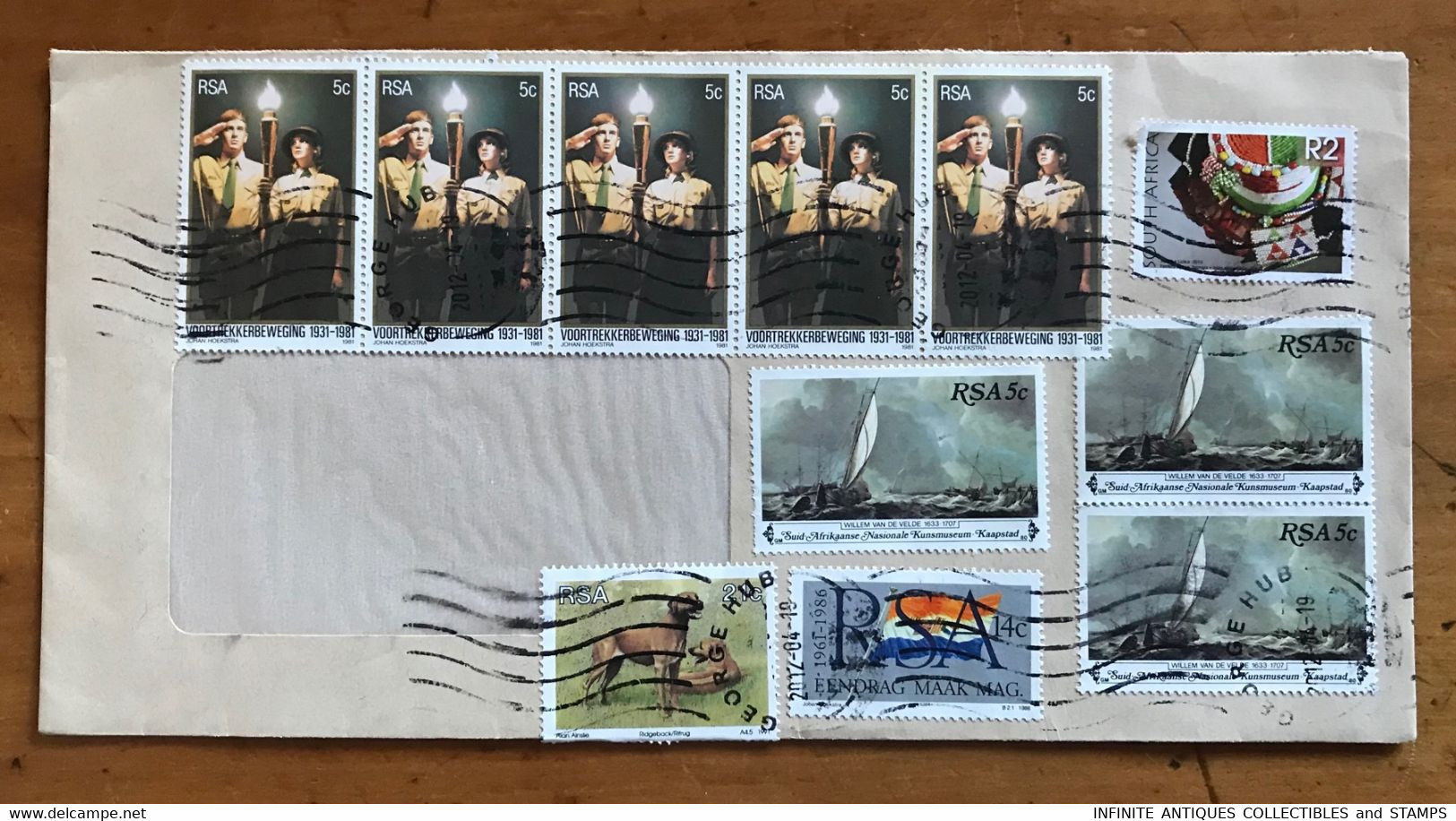 SOUTH AFRICA=LETTER=2012=GEORGE POSTMARK=CDS=CAPE PROVINCE=Mixed Stamps On Cover=BOYSCOUTS=DOG=FLAG=SAILING SHIP=BEADS - Covers & Documents