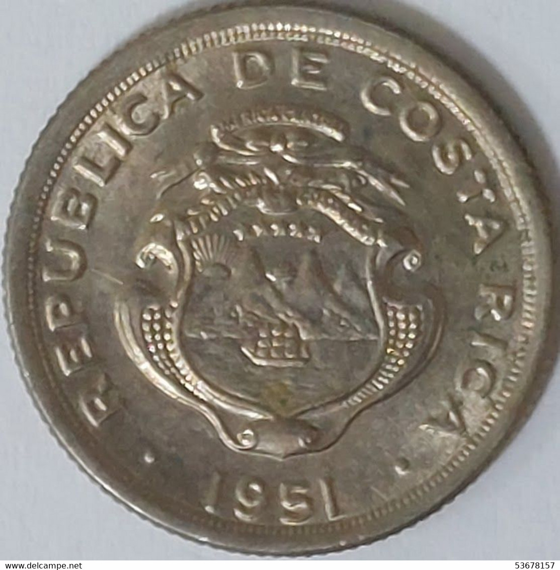 Costa Rica - 10 Céntimos, 1951, KM# 185.1 - Costa Rica