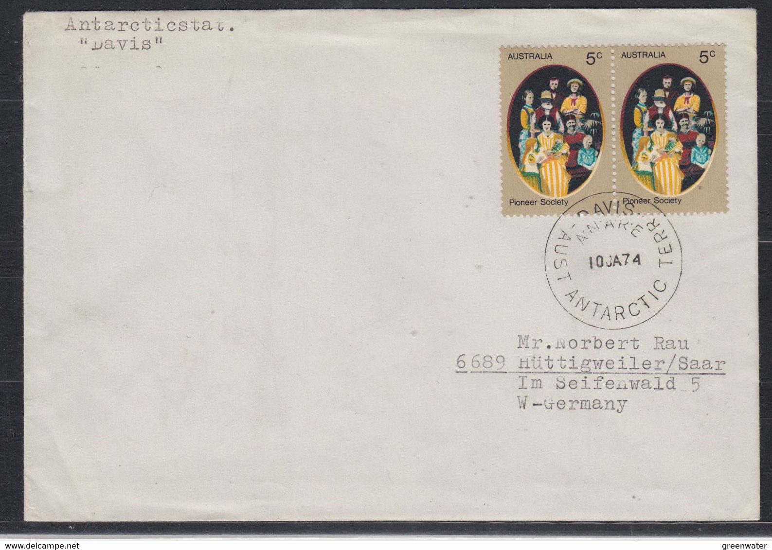 AAT 1974 Cover Ca Davis 10 JA 1974 (57753) - FDC