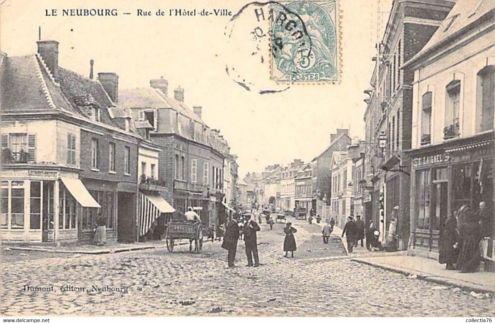 CPA FRANCE 27 EURE LE NEUBOURG RUE DE L HOTEL DE VILLE 1906 DOS DIVISE ECRIT - Le Neubourg