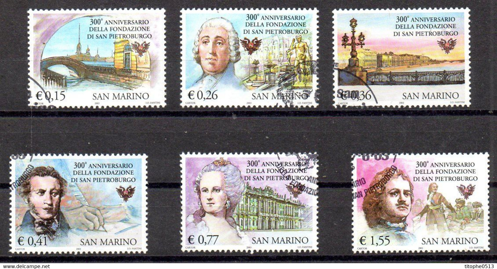 SAINT MARIN. Timbres De 2004 Oblitérés. Saint Pétersbourg. - Usati