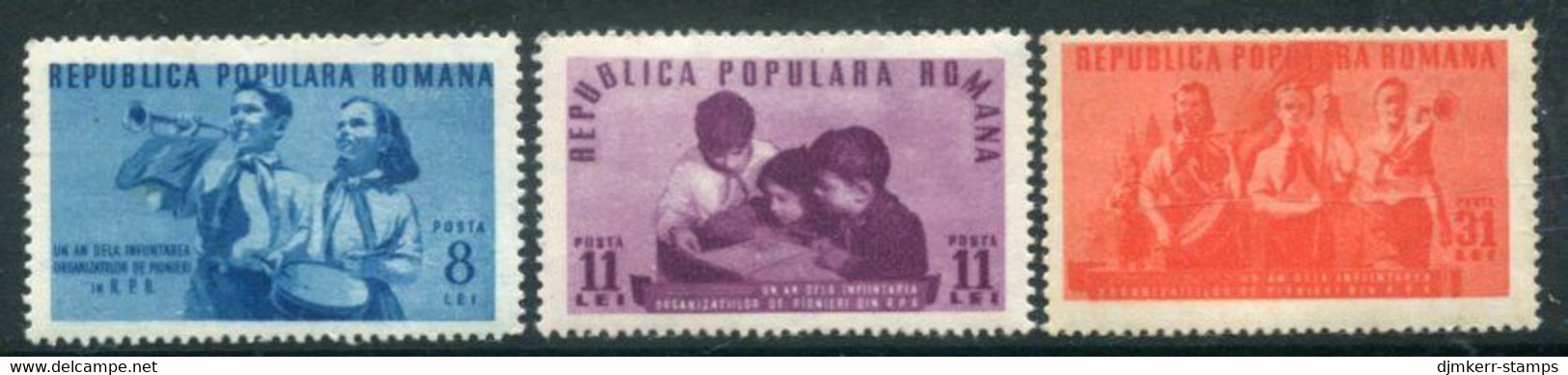 ROMANIA 1950 Young Pioneers  MNH / **.  Michel 1226-28 - Unused Stamps