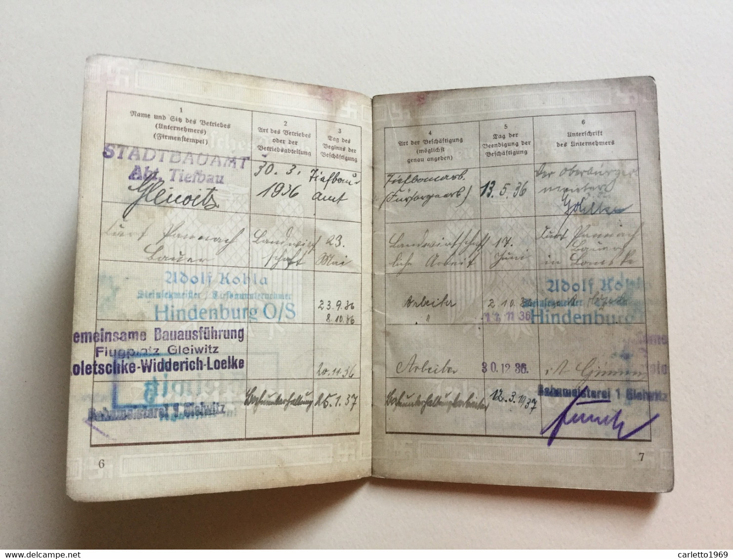 ARBEITSBUCH GLEIWITZ 1936 - EINLAGEBLATT FÜHRERSCHEIN 1938 - REICHSTLEIDERKARTE 1940 - Documenti