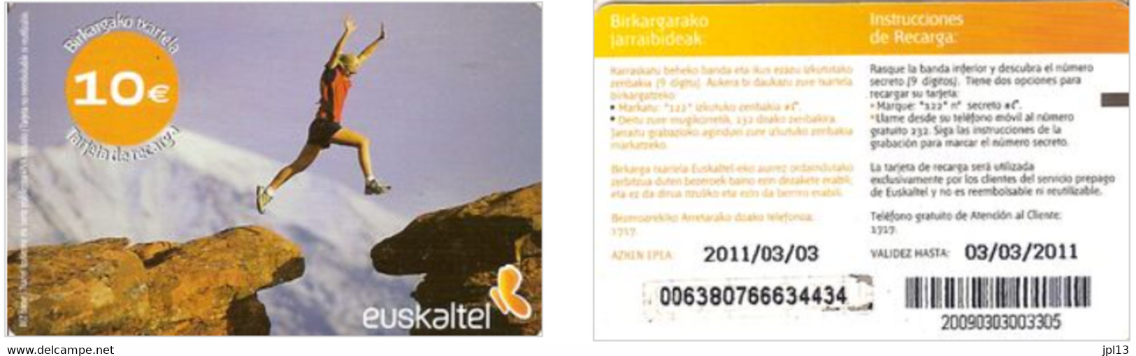 Recharge GSM - Euskaltel - Runner In Moutain, Exp. 03/03/2011 - Euskaltel