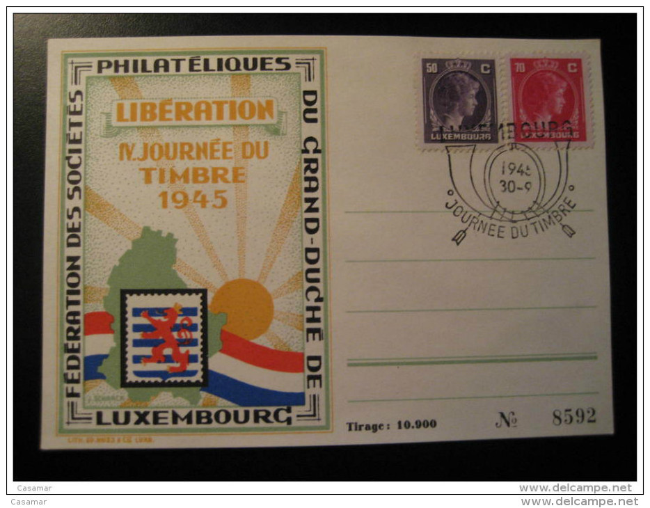 1945 Liberation WW2 WWII Cancel + 2 Stamp On Card Luxembourg Militar War - Commemoration Cards