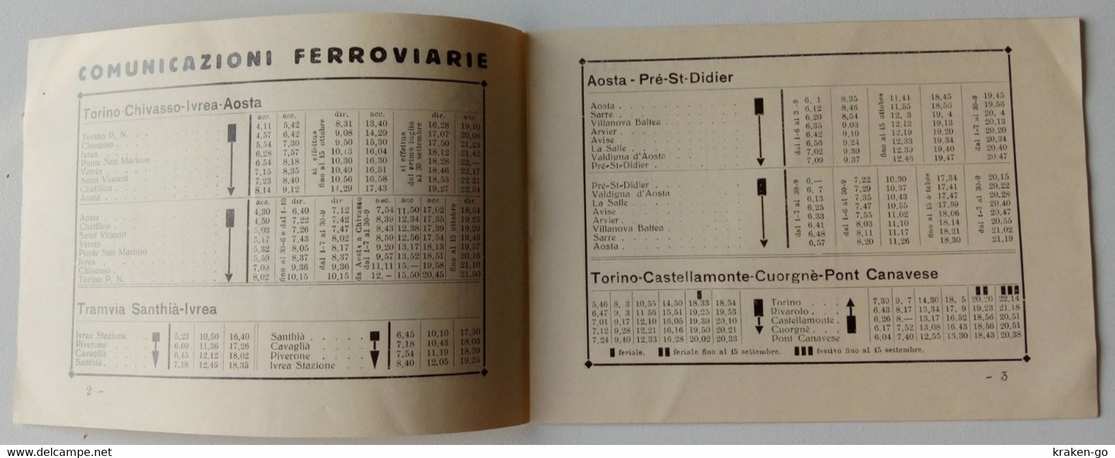 Orario Estivo Linee Ferroviarie Ed Automobilistiche Valle D'Aosta E Canavese - Europe