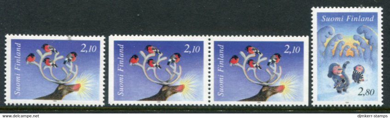 FINLAND 1994 Christmas MNH / **.  Michel 1274-75 + 1274 Dl-Dr - Unused Stamps