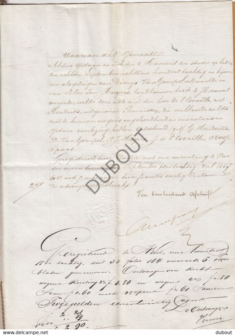 Hamont - Notarisakte - 1880 -Ruiling Van Gronden Tussen Landbouwers Van Budel Met Barones D'Erp De Holt Et Baarlo(V1181) - Manuscripts