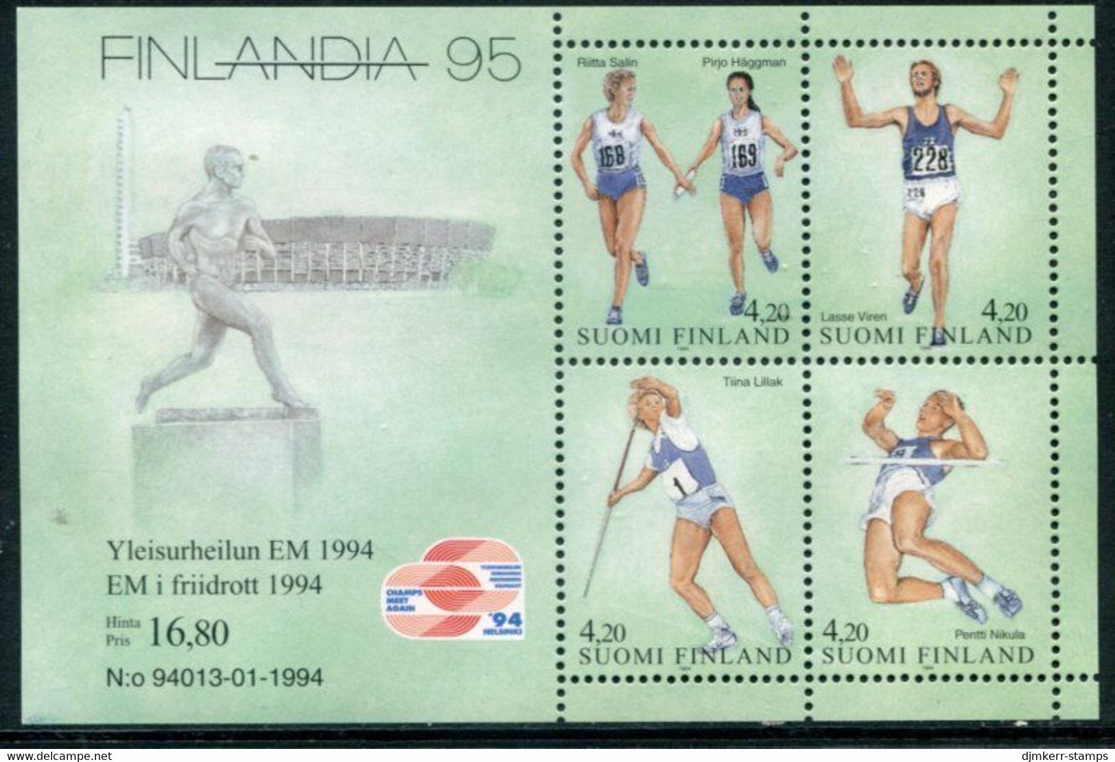 FINLAND 1994 Athletics  Block MNH / **.  Michel  Block 12 - Ongebruikt