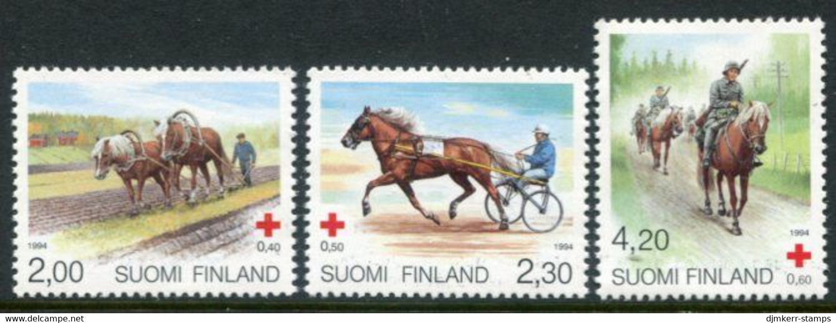 FINLAND 1994 Red Cross: Horses  MNH / **.  Michel  1245-47 - Unused Stamps