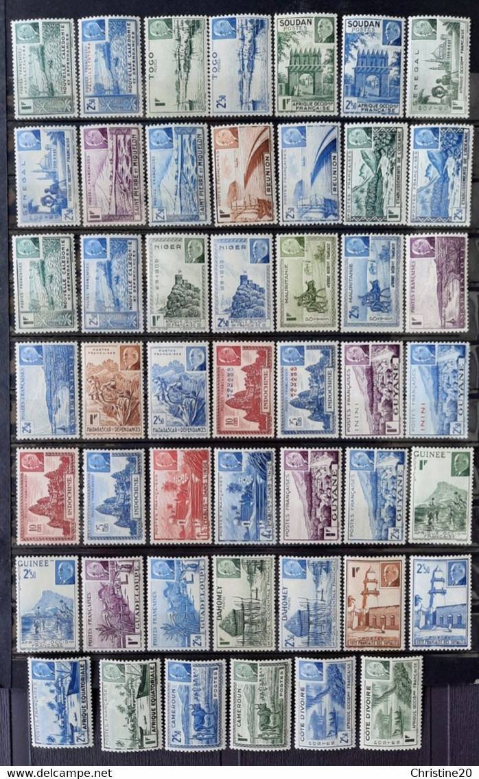 France Grandes Séries Coloniales 1941 Série Maréchal Pétain 48 Timbres **TB Cote 78,60€ - 1941 Série Maréchal Pétain