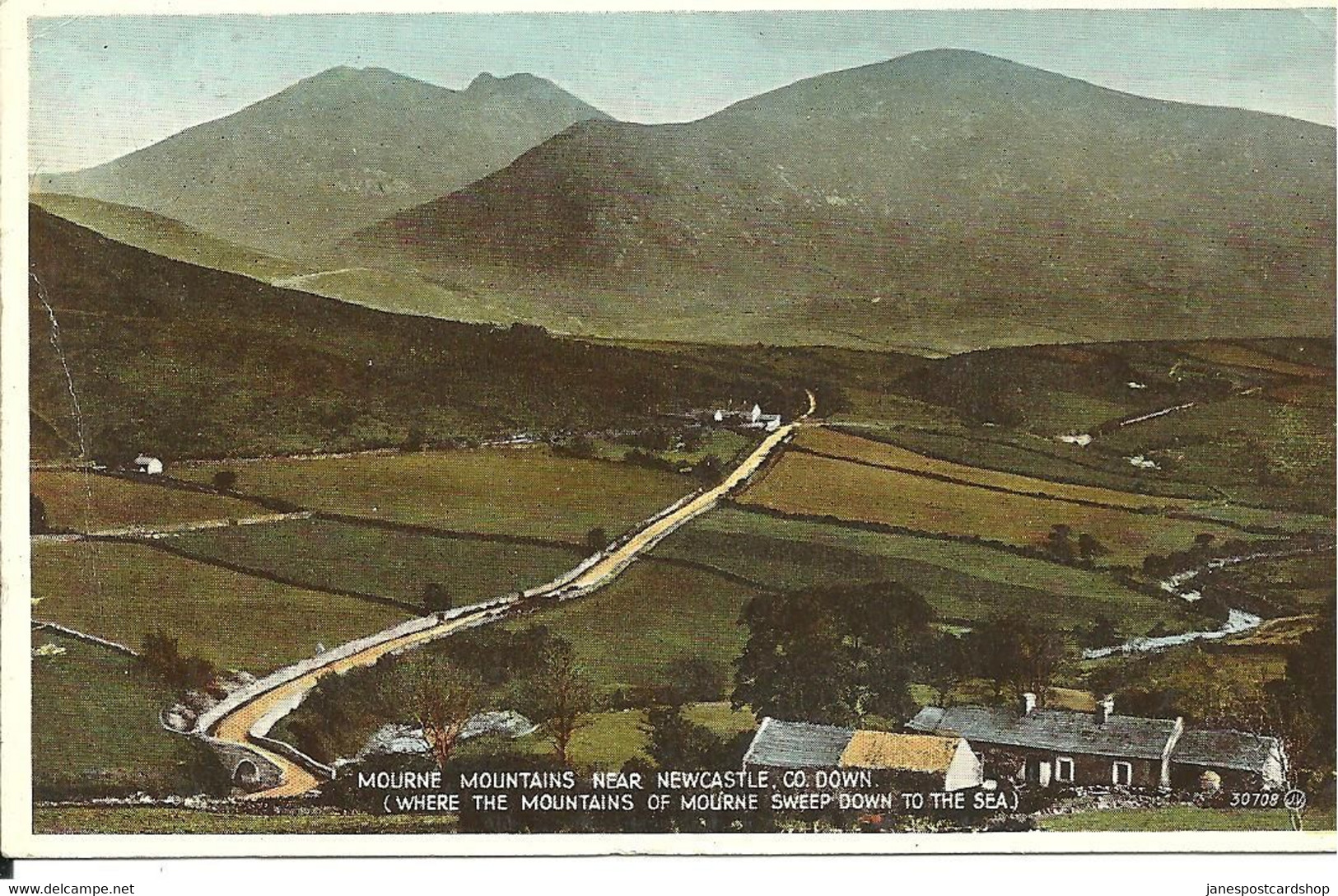 MOURNE MOUNTAINS NEAR NEWCASTLE COUNTY DOWN WITH URGAN - CO. ARMAGH POSTMARK - IRELAND - Down