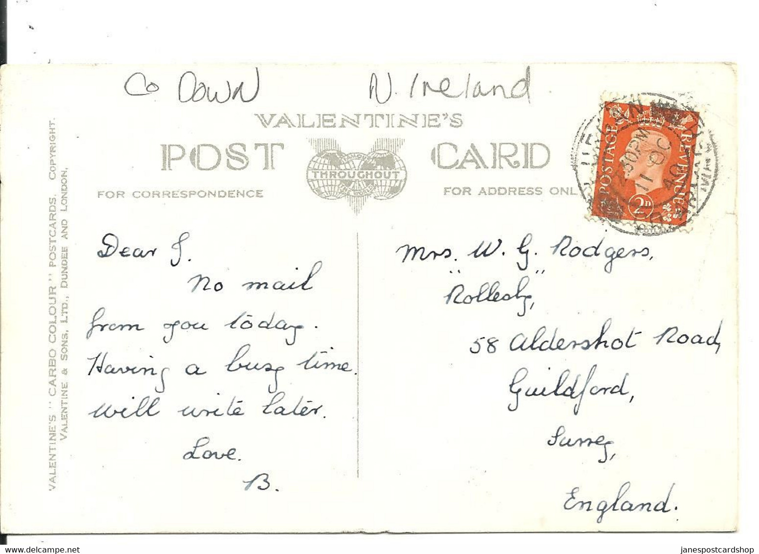 MOURNE MOUNTAINS NEAR NEWCASTLE COUNTY DOWN WITH URGAN - CO. ARMAGH POSTMARK - IRELAND - Down