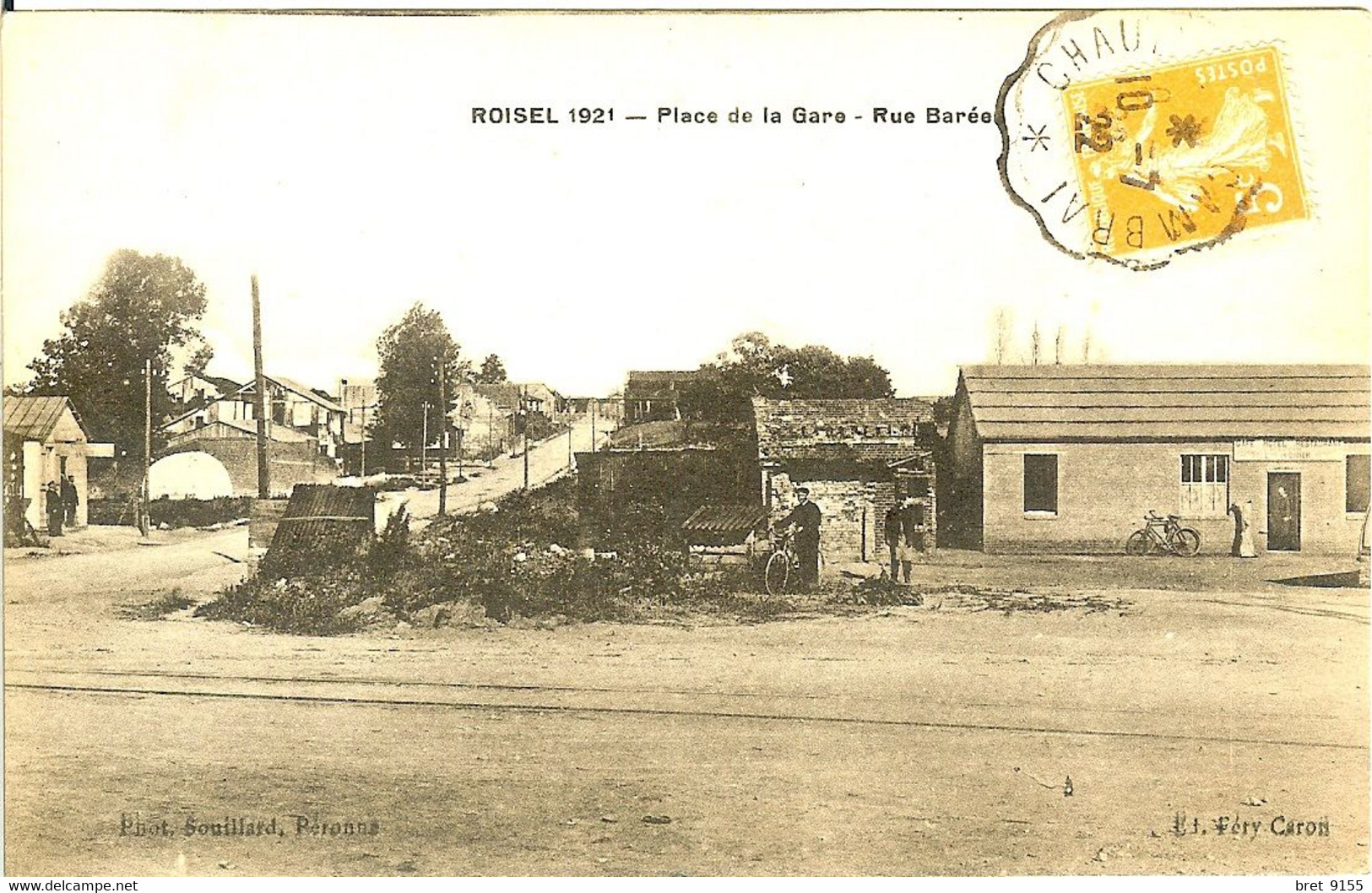 80 ROISEL PLACE DE LA GARE EN 1921 CAFE HOTEL RESTAURANT LOUIS DIDIER ARRONDISSEMENT DE PERONNE - Roisel