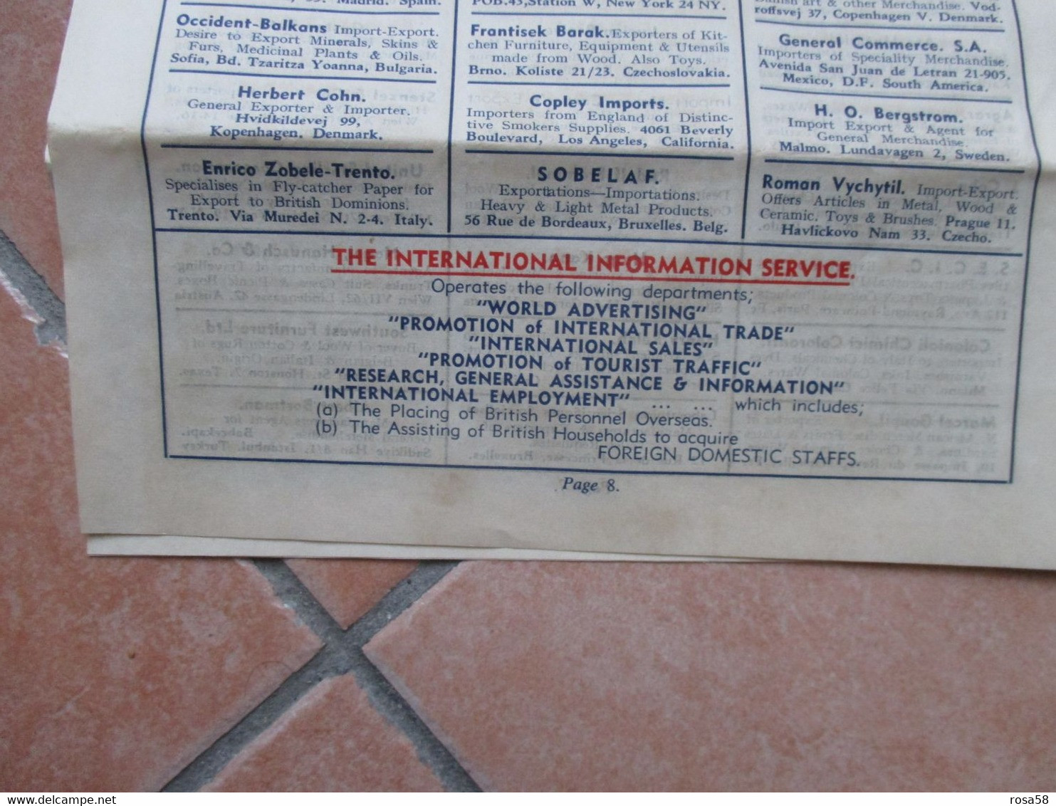 1948 WORLD Advertising The Internationa Information Service Maidstone Kent England Per Consolati Camere Di Commercio Exp - 1900-1949