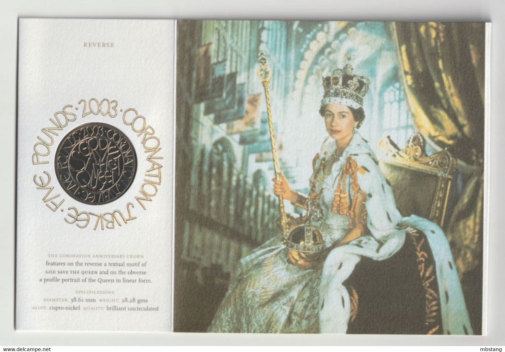 GRAN BRETAÑA  5 Pounds - Elizabeth II (Coronation Jubilee) 2003 Copper-nickel • 28.28 G • ⌀ 38.61 Mm KM# 1038 - 5 Pond