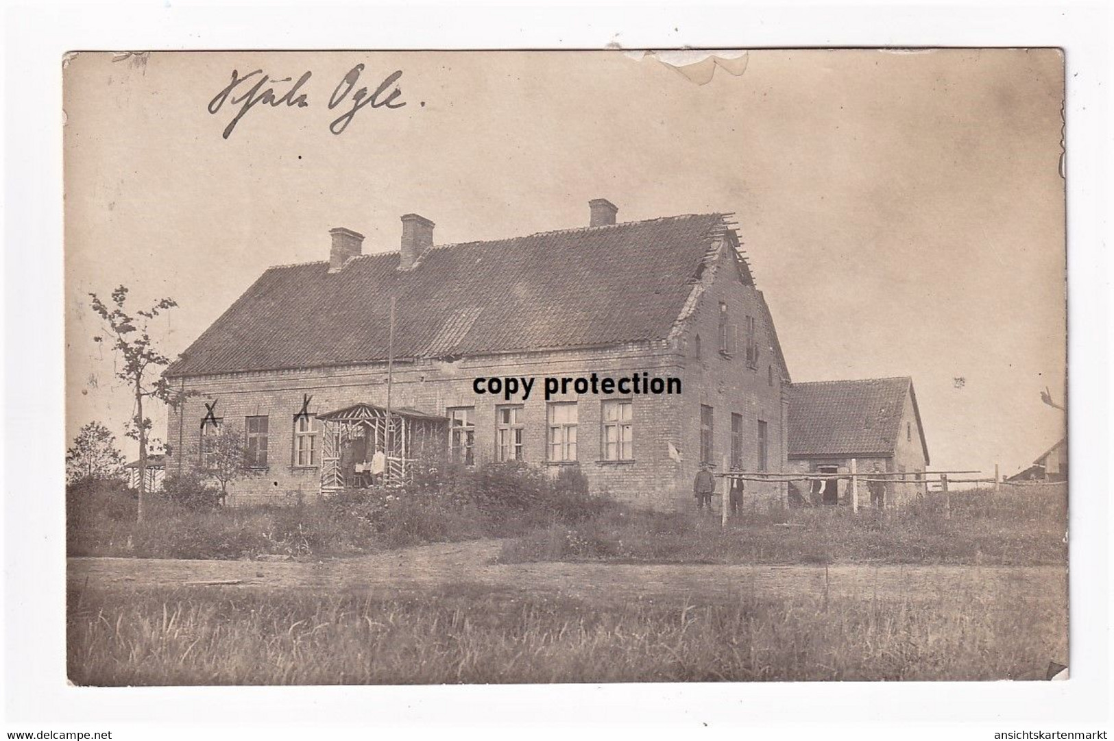 Ogle Schule, Foto Postkarte 1916, Zwischen Mitau Und Schlock, Nahe Kalnzem Kalnciems, 1. Weltkrieg, Latvija, Kurland - Lettland