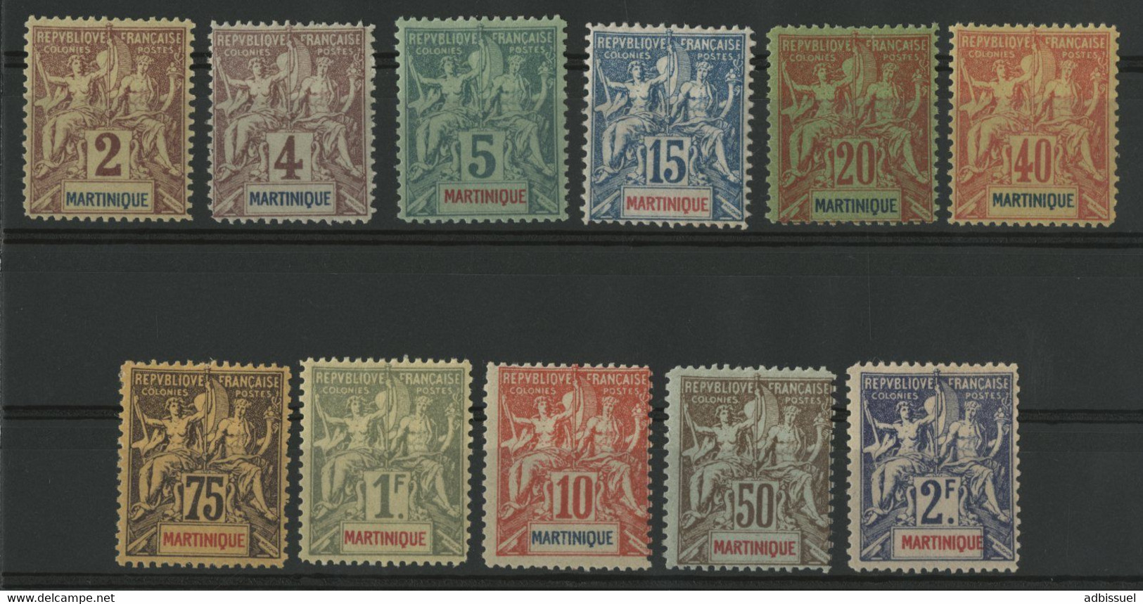 MARTINIQUE FAUX FOURNIER N° 32 + 33 + 34 + 36 + 37 + 40 + 42 + 43 + 45 + 49 + 50 - Unused Stamps