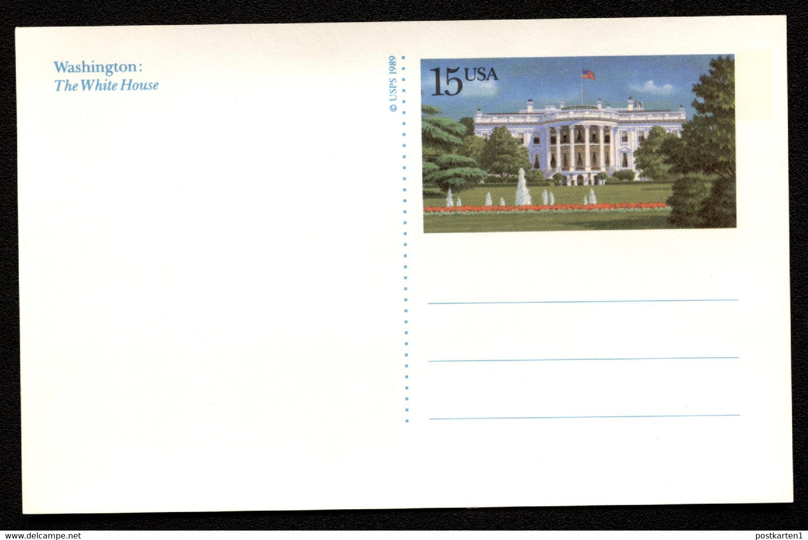 UX143 Postal Card WHITE HOUSE Mint Vf 1989 - 1981-00