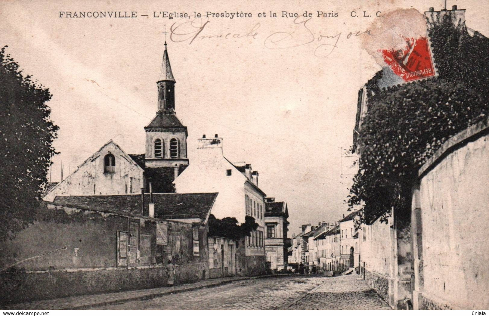 10151 FRANCONVILLE L'Eglise, Le Presbytère Et La Rue De Paris   (recto-verso) 95 Val D' Oise - Franconville