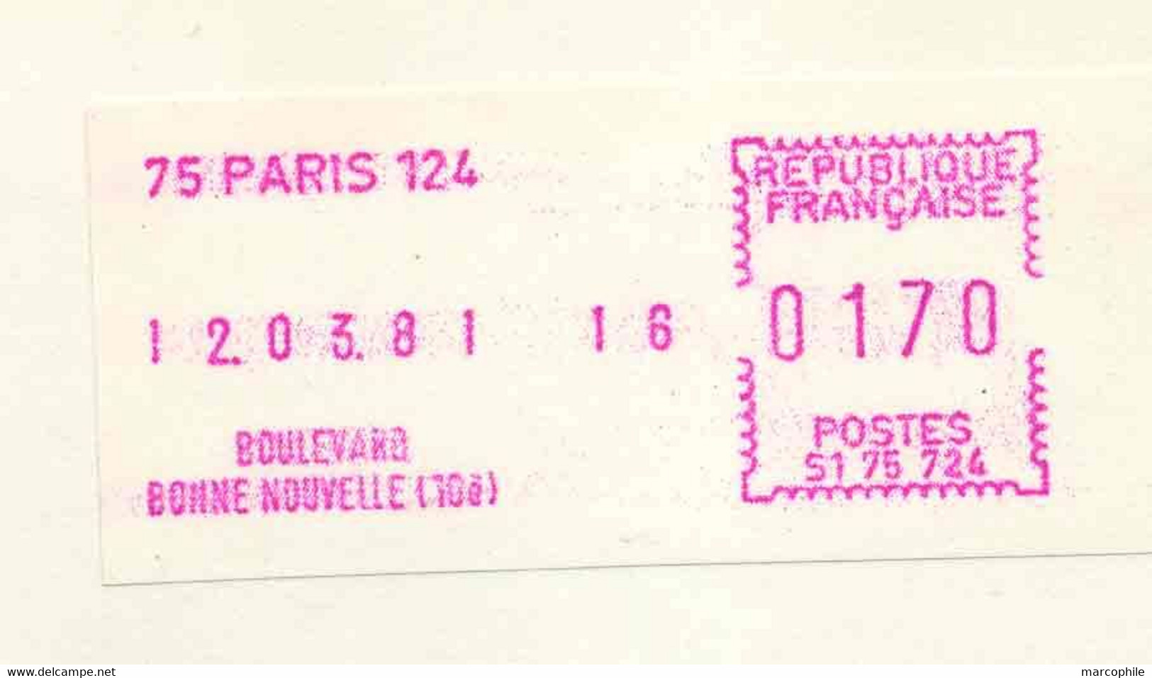 TIMBRE DE DISTRIBUTEUR - 75 PARIS 124 - BD BONNE NOUVELLE / 1981 ENVELOPPE FDC POUR LA SUISSE(ref 9119k) - 1981-84 LS & LSA Prototipos